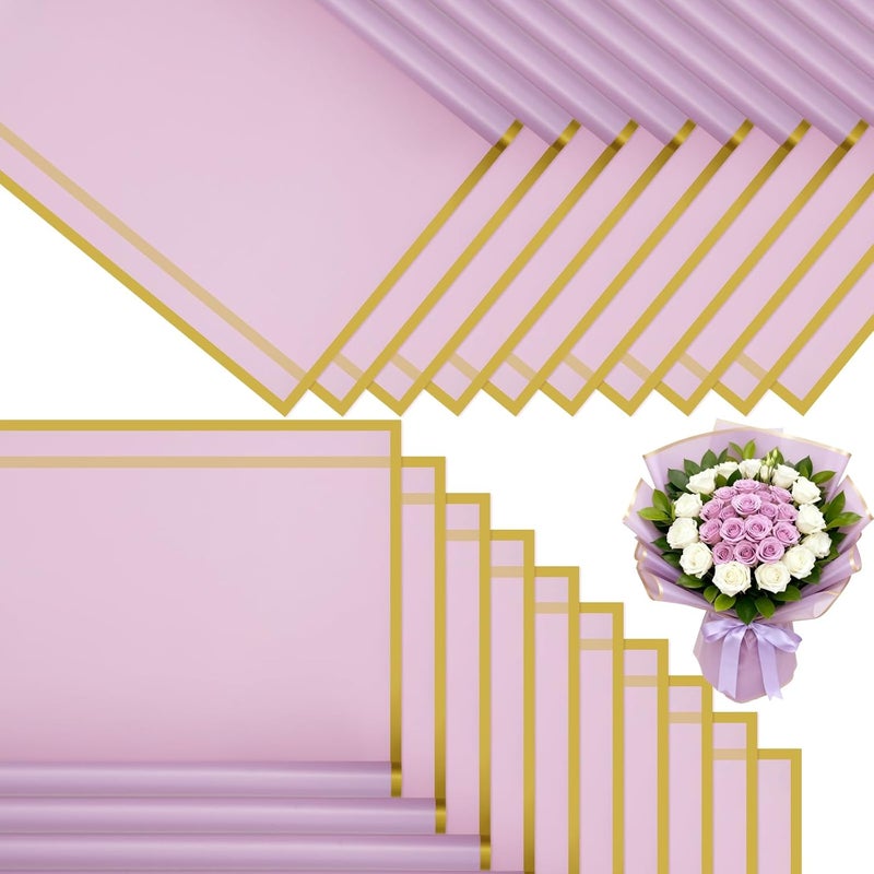 DEWJDFSC 20 Sheets Flower Wrapping Paper,Waterproof Floral Korean Bouquet Wrapping Paper, Florist Supplies, Suitable for Flowers Gift Packaging （Purple-2） - Image 1